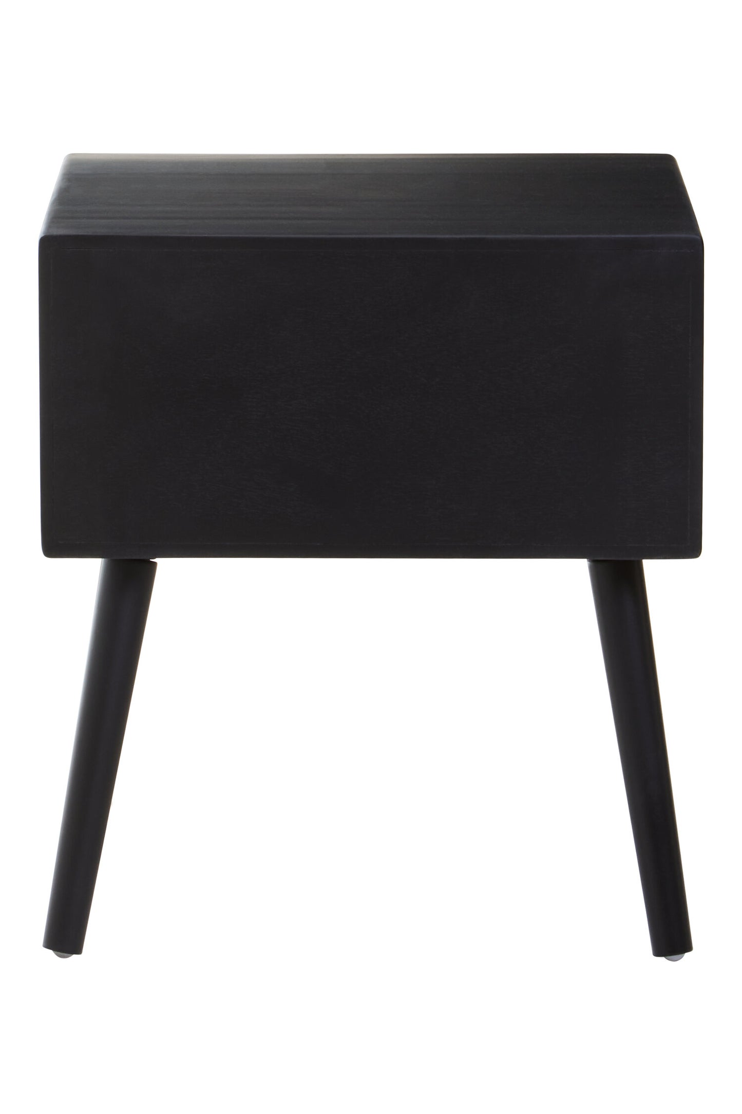 Fiji Black Side Table with Rattan Drawer