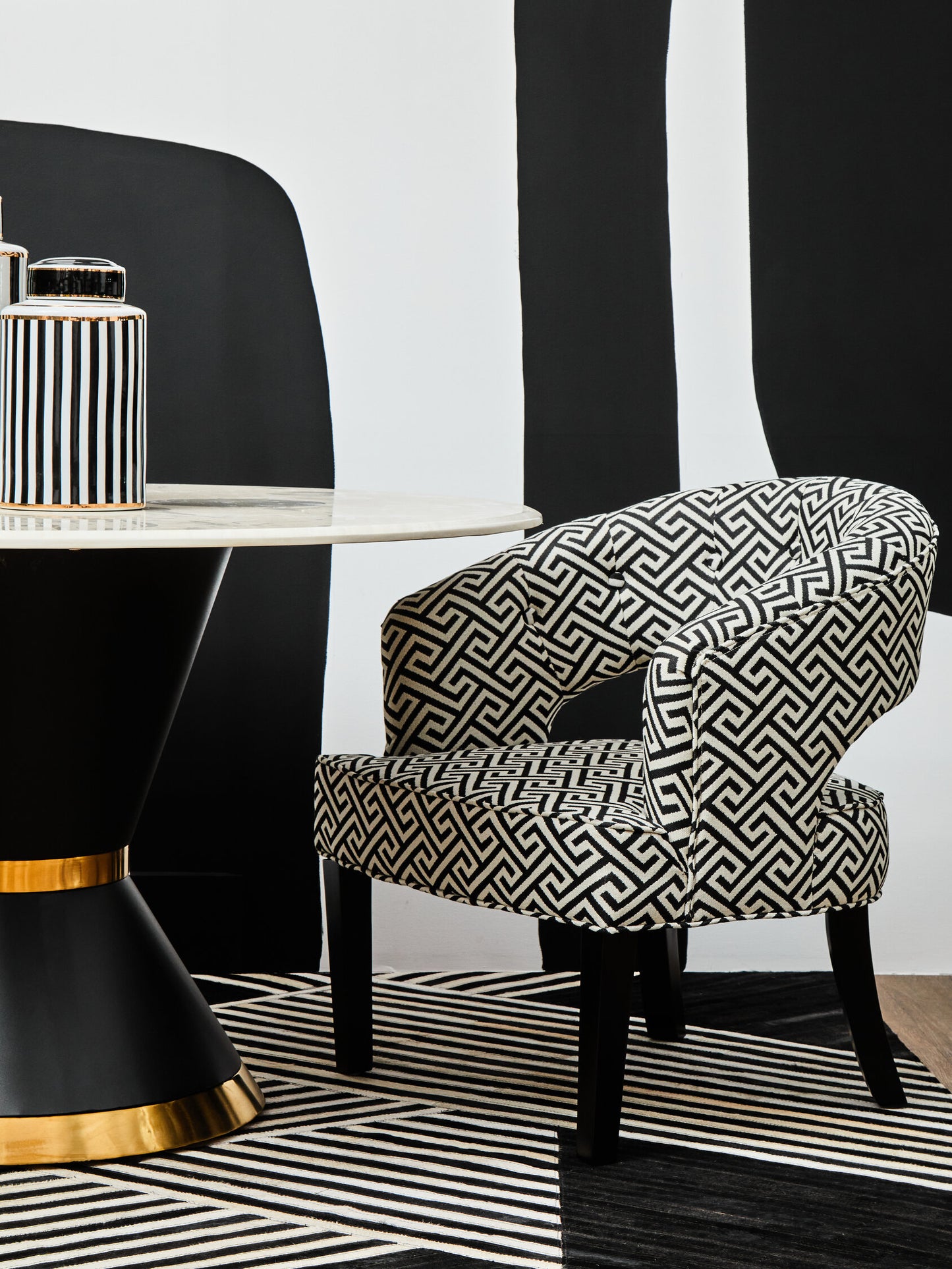 Loxton Greek Key Cutout Lounge Armchair