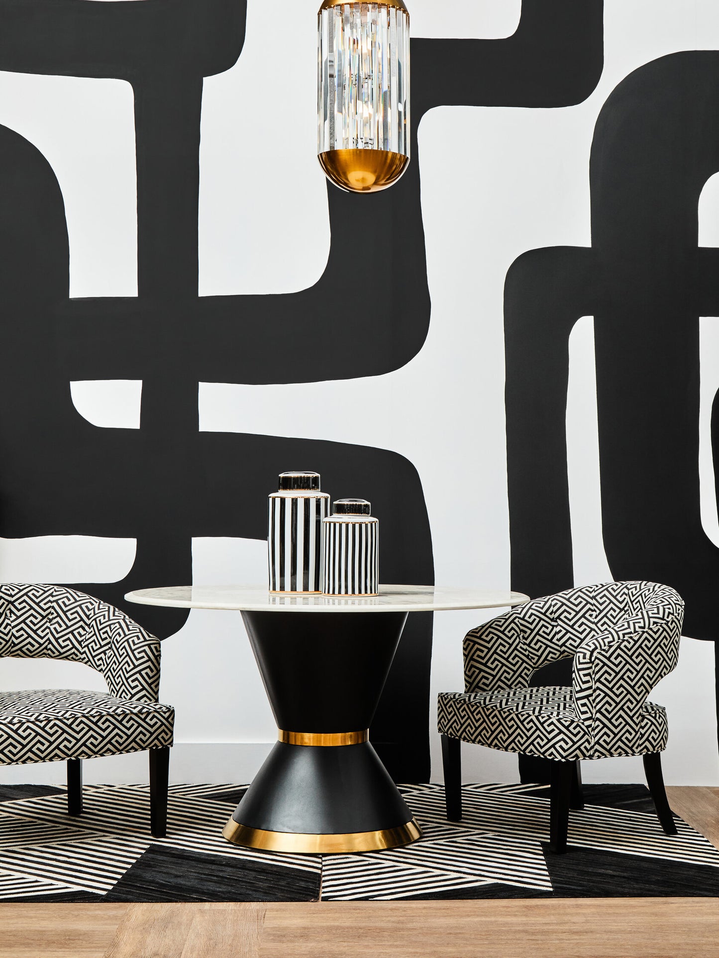 Loxton Greek Key Cutout Lounge Armchair