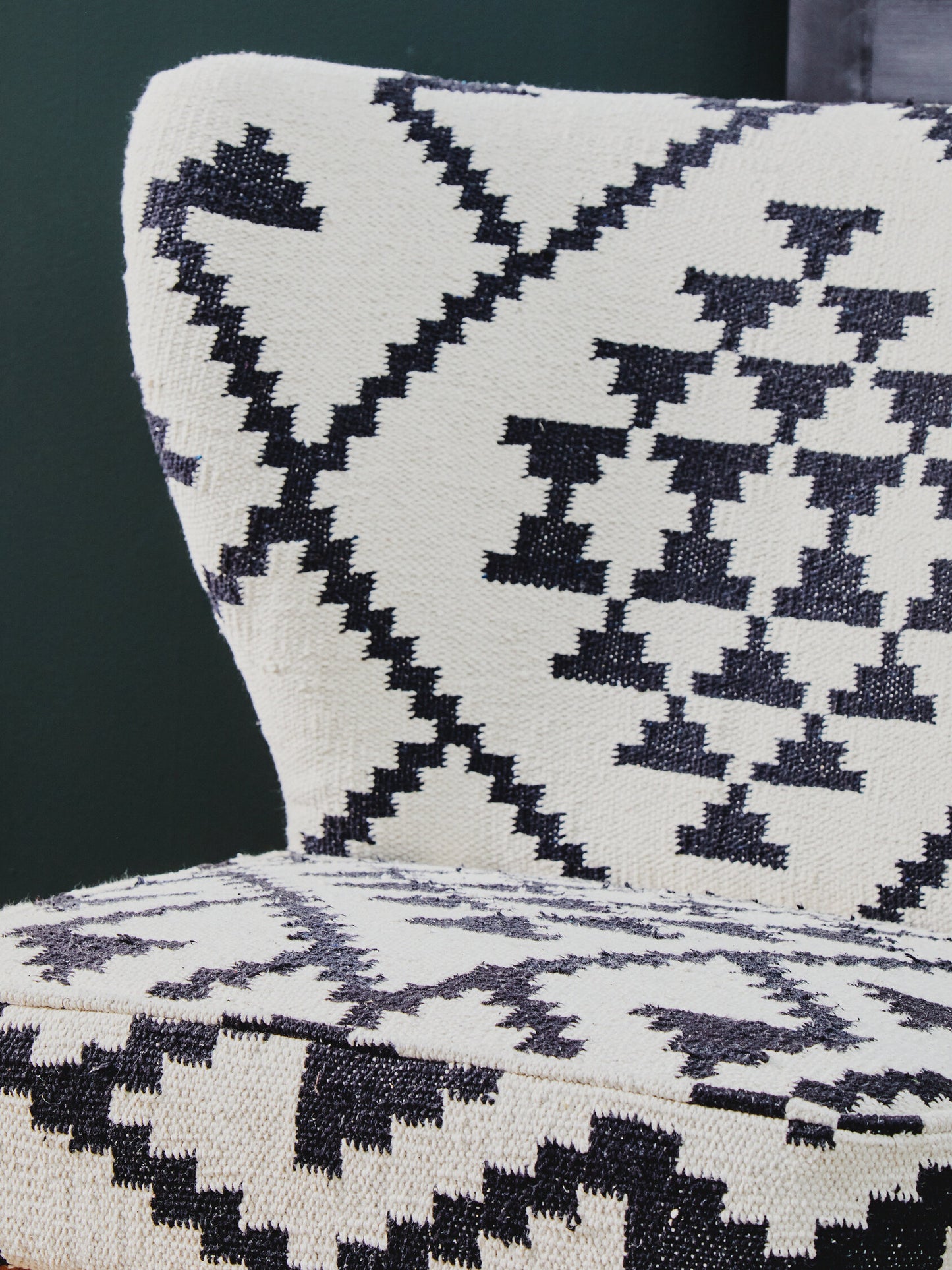Aztec White and Black Berber Style Mango Wood Occasional Chair