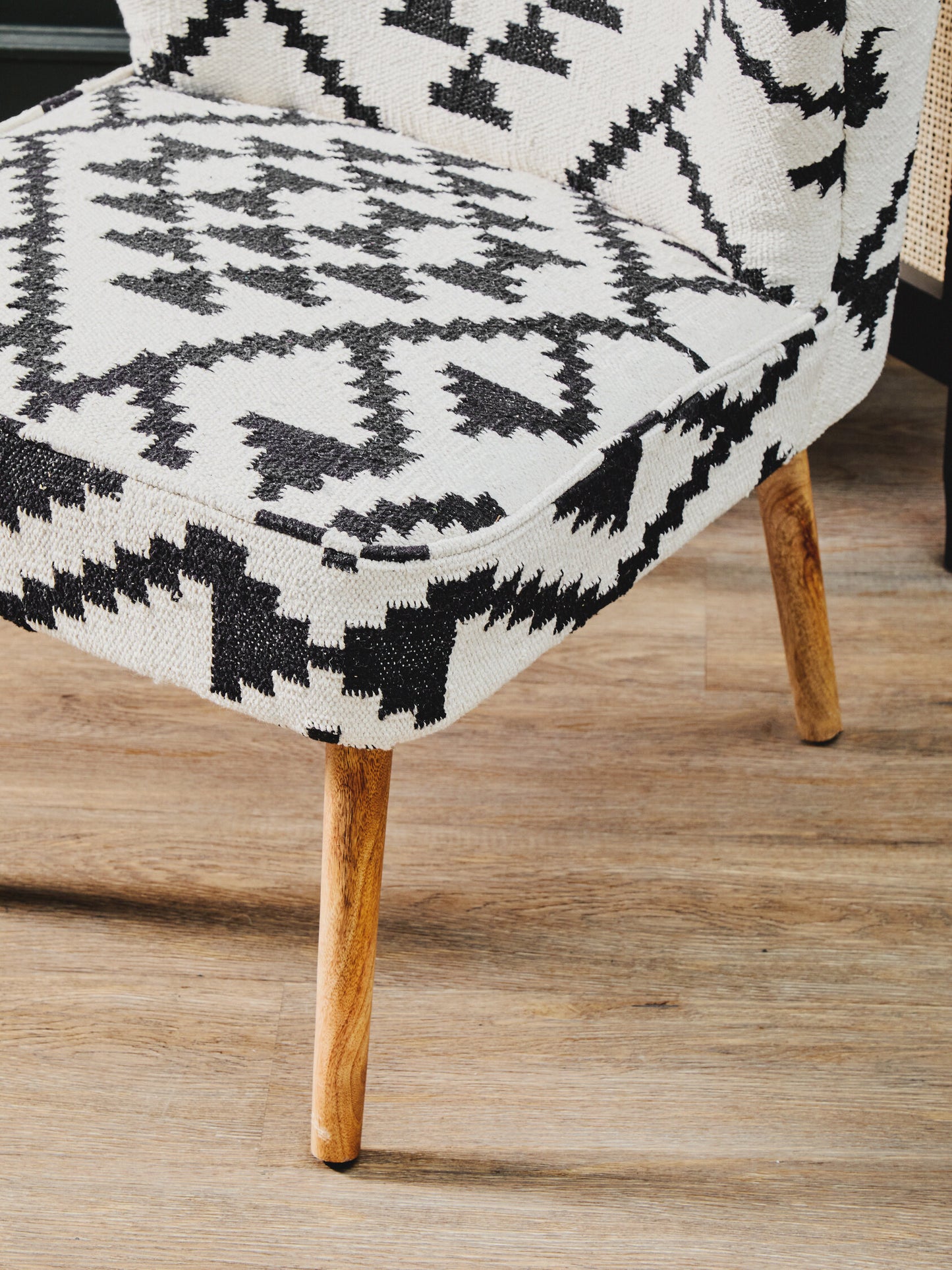 Aztec White and Black Berber Style Mango Wood Occasional Chair