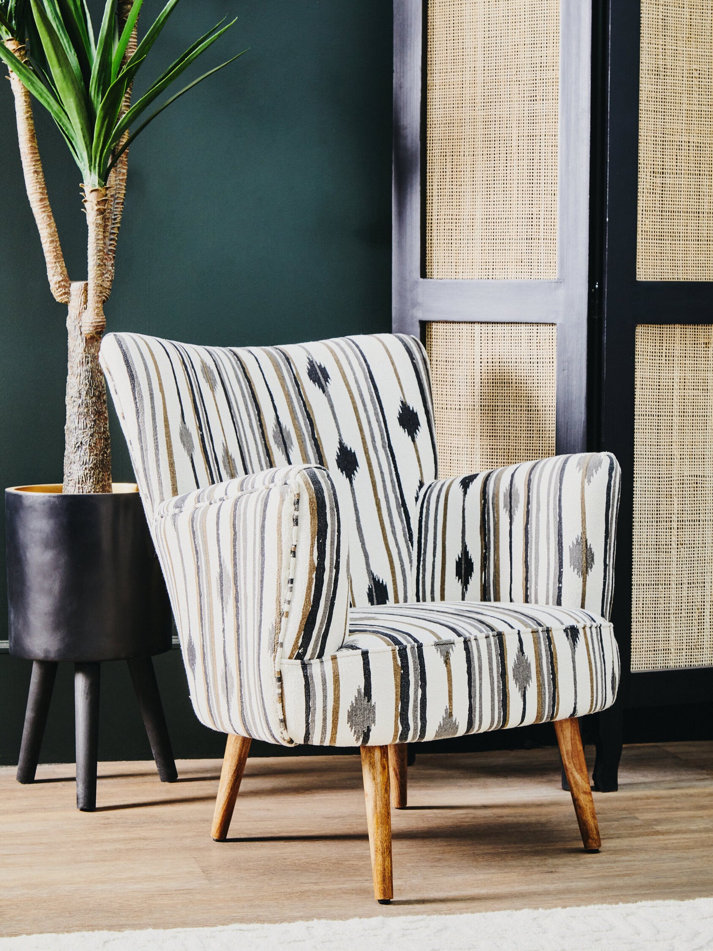 Aztec Black and White Flared Armchair