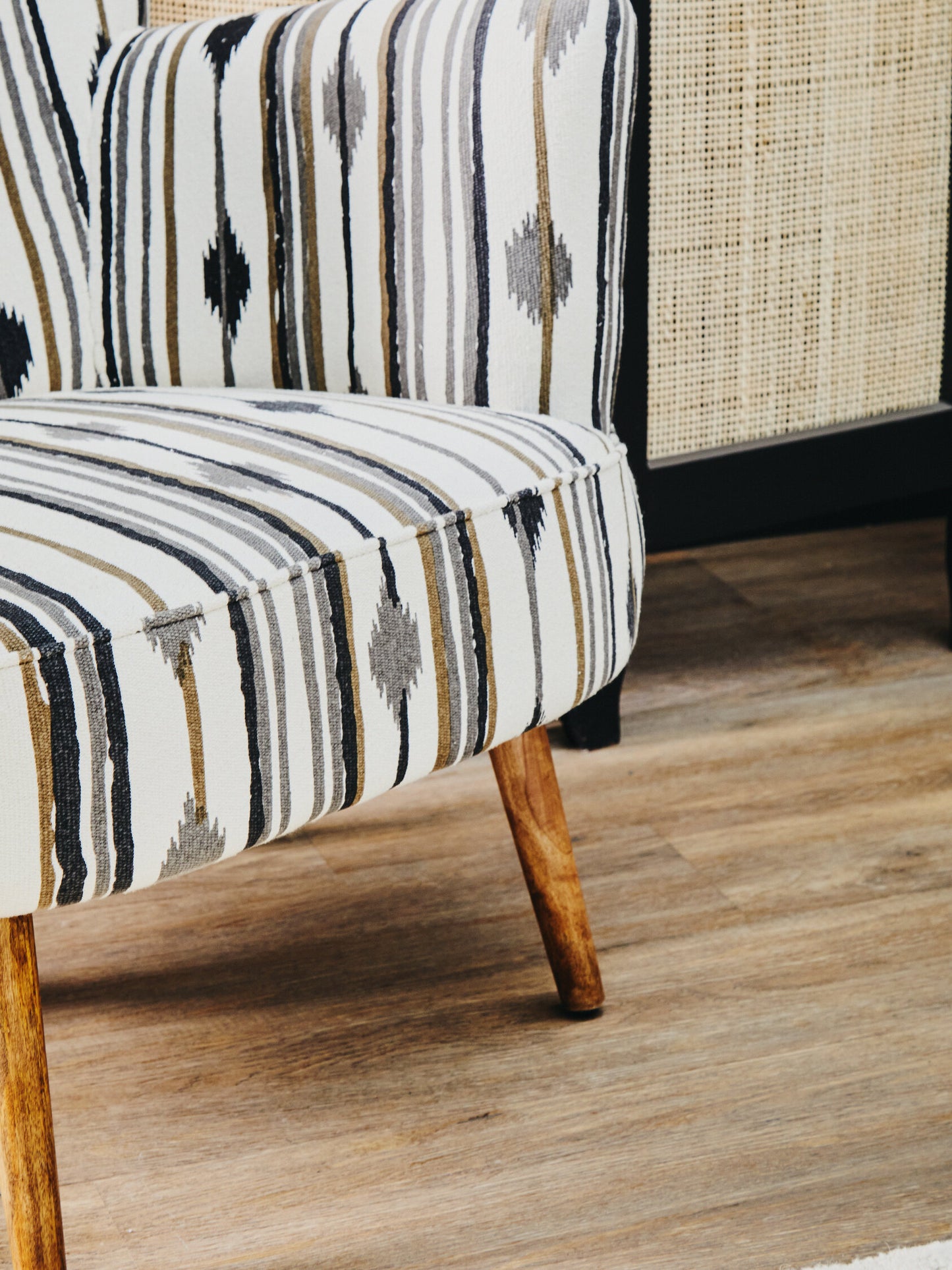 Aztec Black and White Flared Armchair
