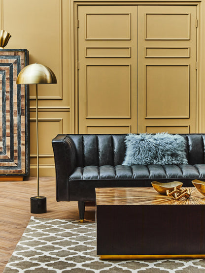 Belvedere Brushed Brass Black Marble Floor Lamp