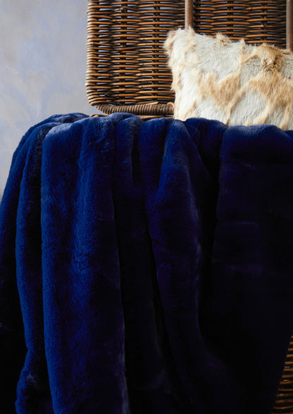 Nomad Lamina Navy Blue Faux Fur Throw
