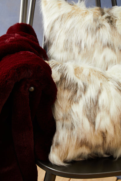 The Luxe Natural Faux Fur Square Cushion