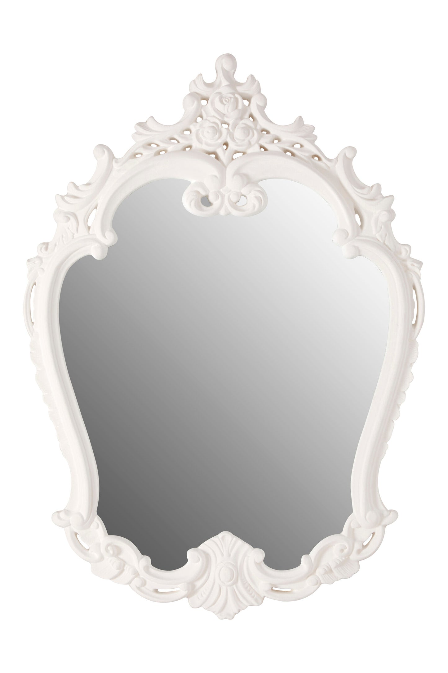 Seville Antique White Rose Crest Wall Mirror