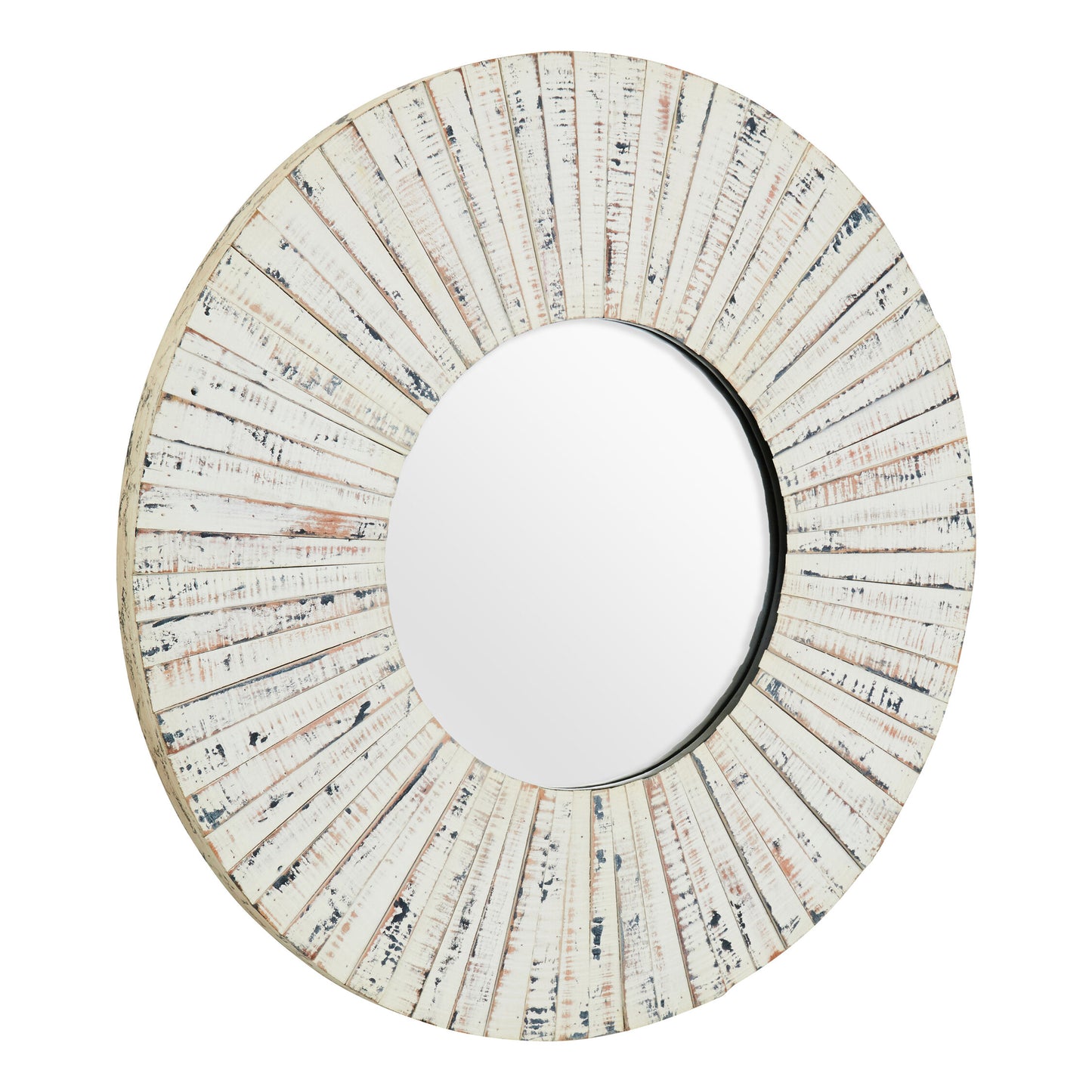 Driftwood Whitewashed Round Wood Wall Mirror | Bali & Blue