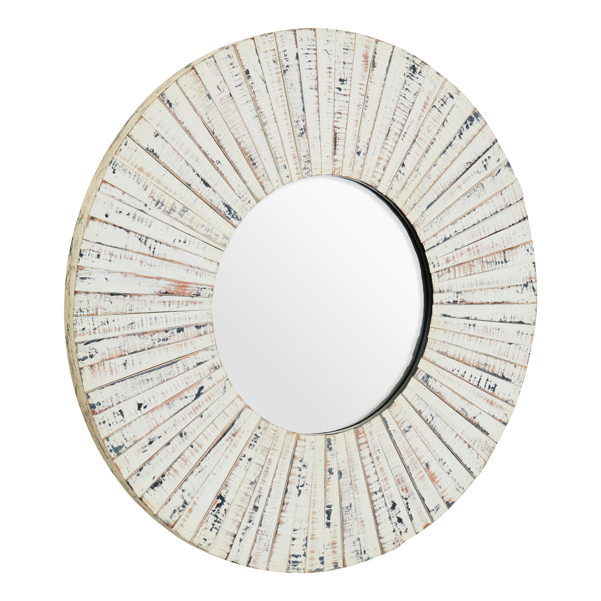 Driftwood Whitewashed Round Wood Wall Mirror | Bali & Blue