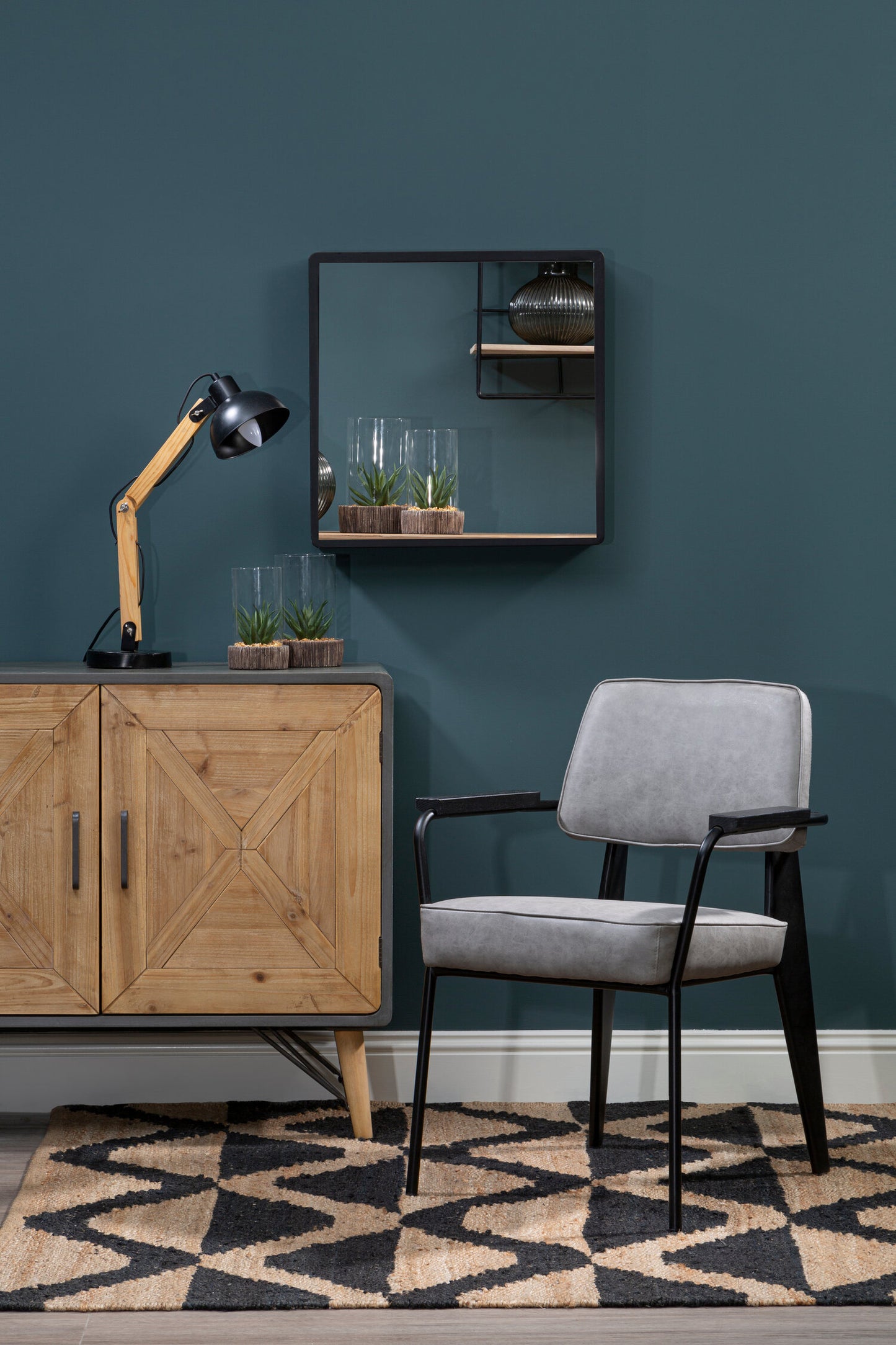 Boston Luxe Medium Black Wall Mirror with Gold Edge