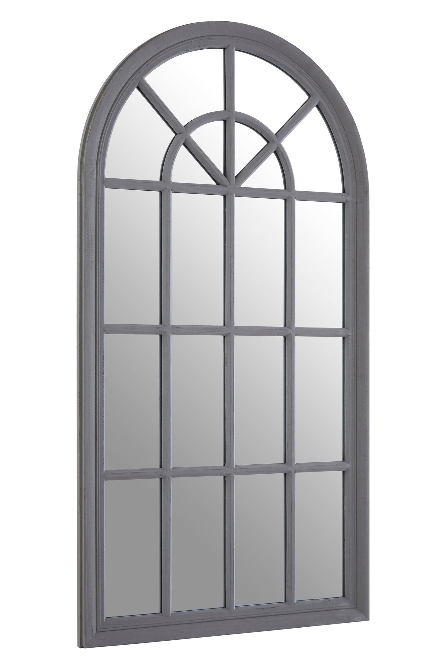 Bel-air Antique Grey Arched Window Wall Mirror | Bali & Blue