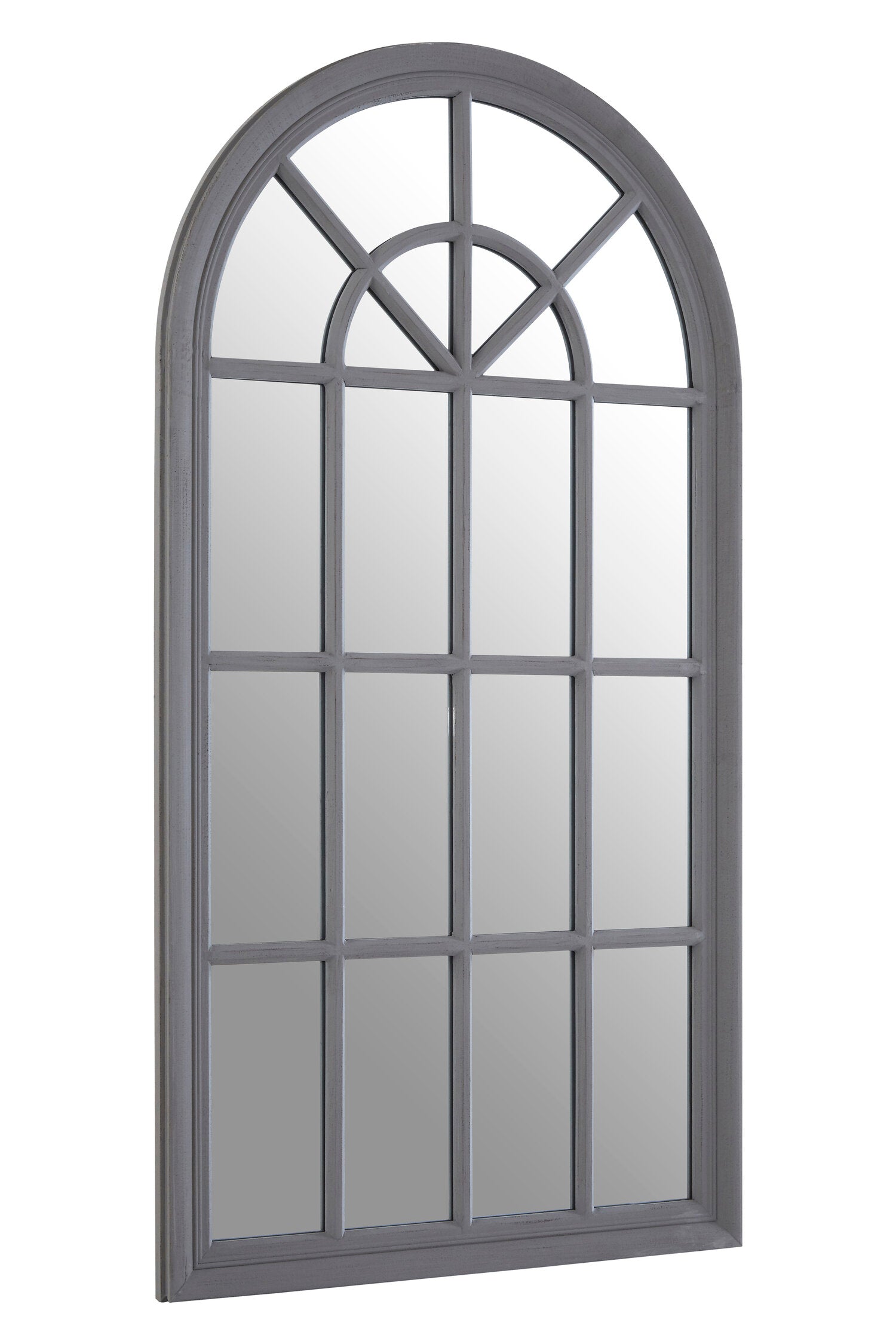 Bel-air Antique Grey Arched Window Wall Mirror | Bali & Blue
