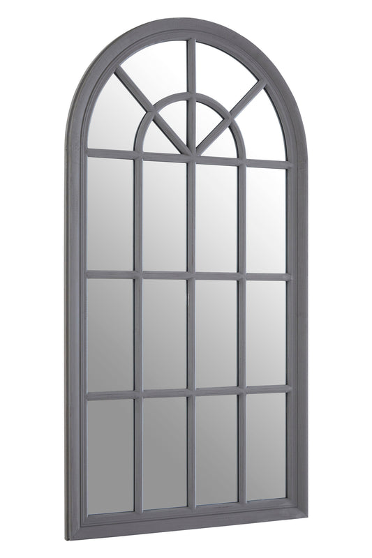 Bel-air Antique Grey Arched Window Wall Mirror | Bali & Blue