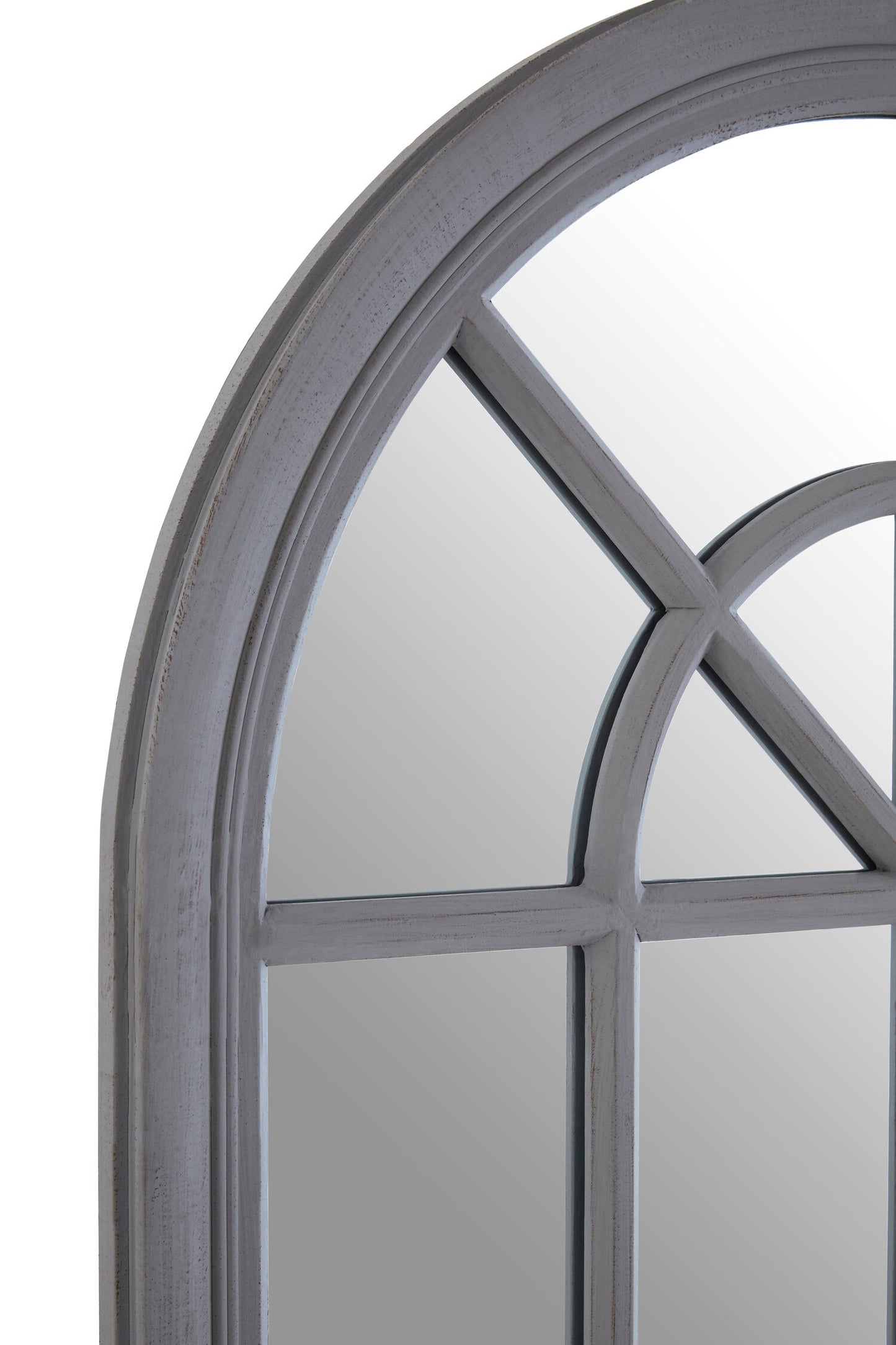 Bel-air Antique Grey Arched Window Wall Mirror