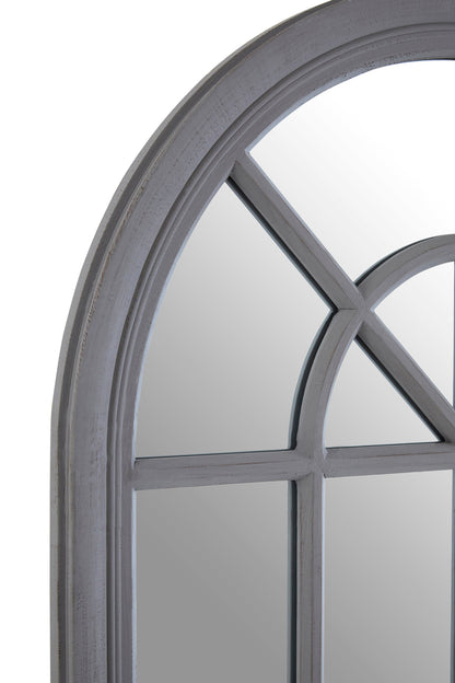 Bel-air Antique Grey Arched Window Wall Mirror