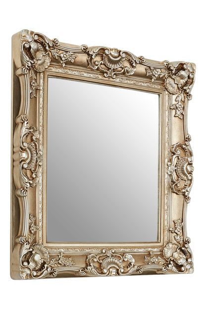 Parisian Champagne Finish Square Ornate Wall Mirror