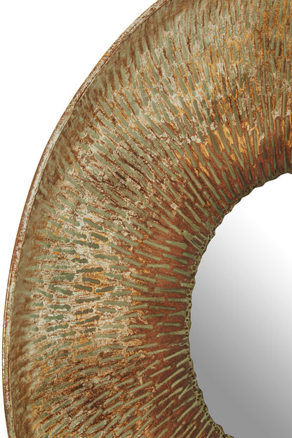 Autumn Round Gold Medium Textured Wall Mirror
