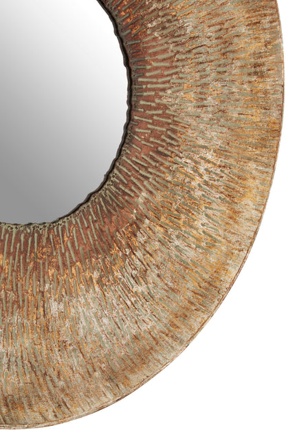 Autumn Round Gold Medium Textured Wall Mirror