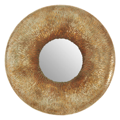 Autumn Round Gold Medium Textured Wall Mirror