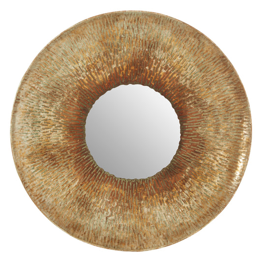 Autumn Round Gold Medium Textured Wall Mirror
