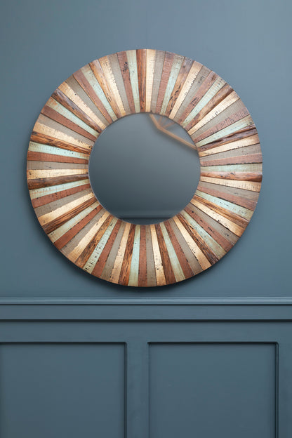 Shore Wooden Round Wall Mirror