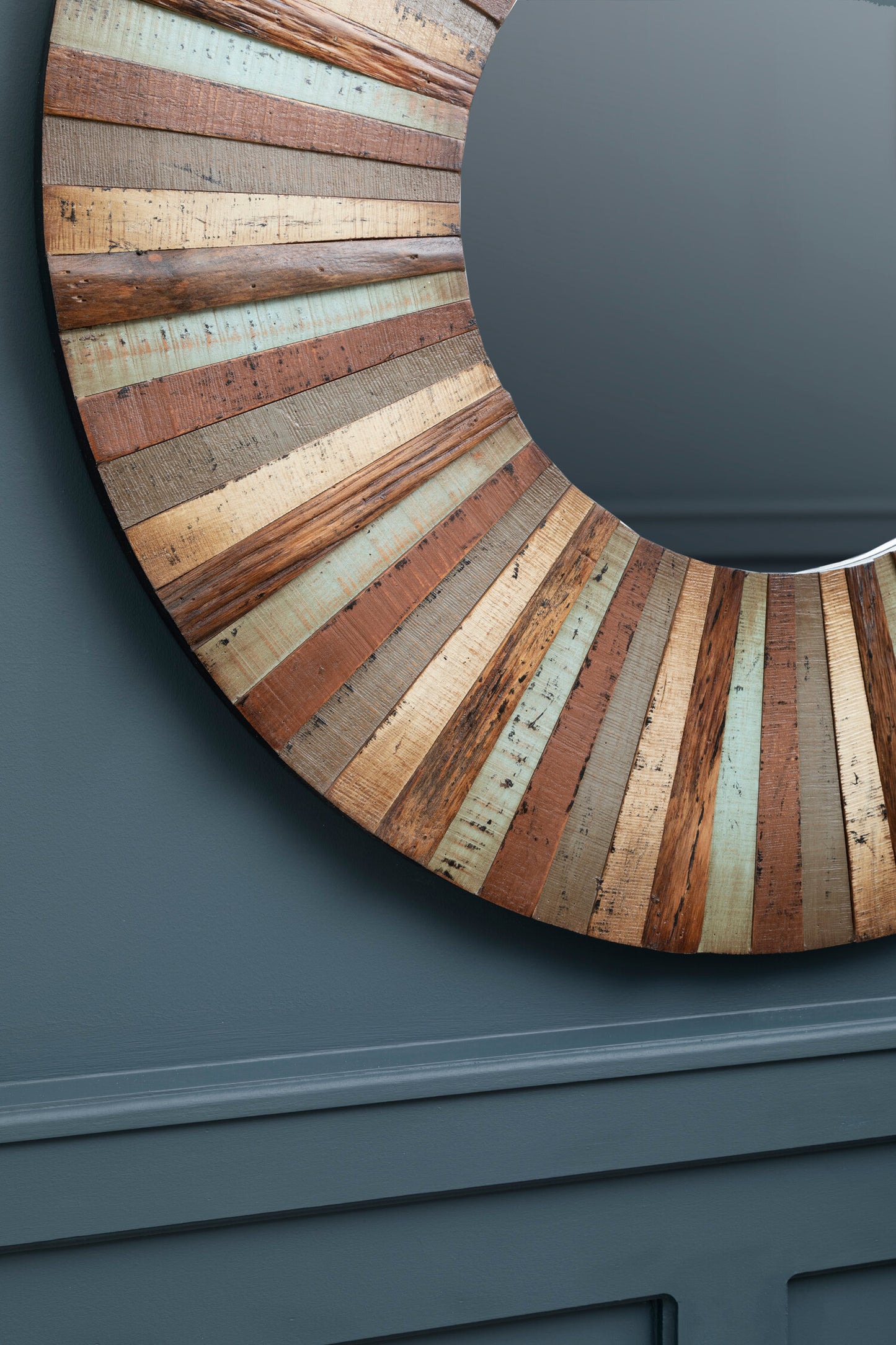Shore Wooden Round Wall Mirror