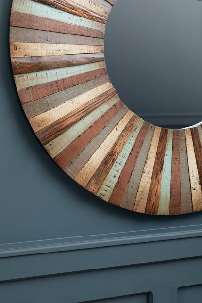Shore Wooden Round Wall Mirror