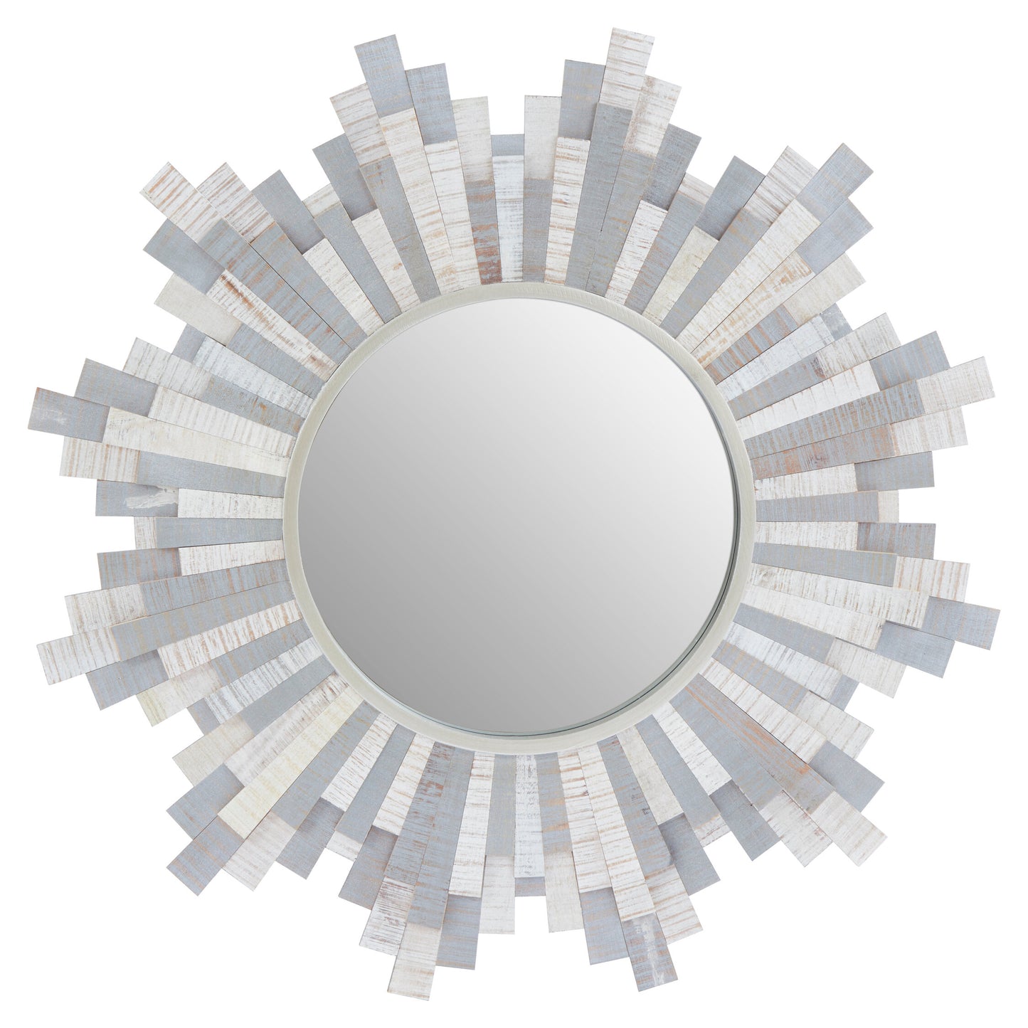 Marci Sunburst and White Wooden Wall Mirror