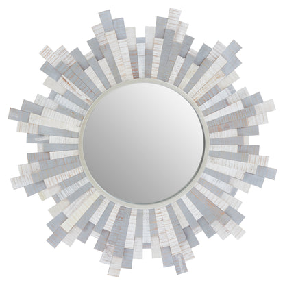 Marci Sunburst and White Wooden Wall Mirror