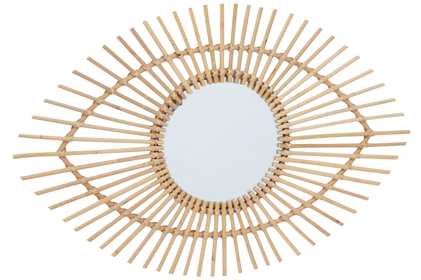 India Natural Rattan Eye Shape Wall Mirror