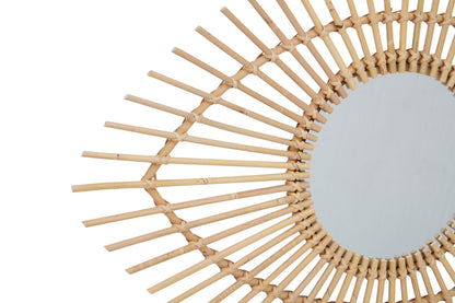 India Natural Rattan Eye Shape Wall Mirror