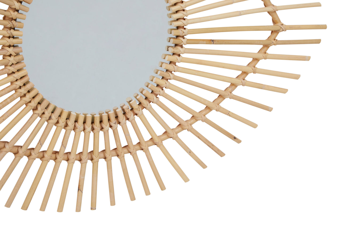 India Natural Rattan Eye Shape Wall Mirror