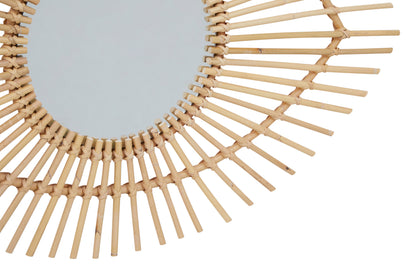 India Natural Rattan Eye Shape Wall Mirror