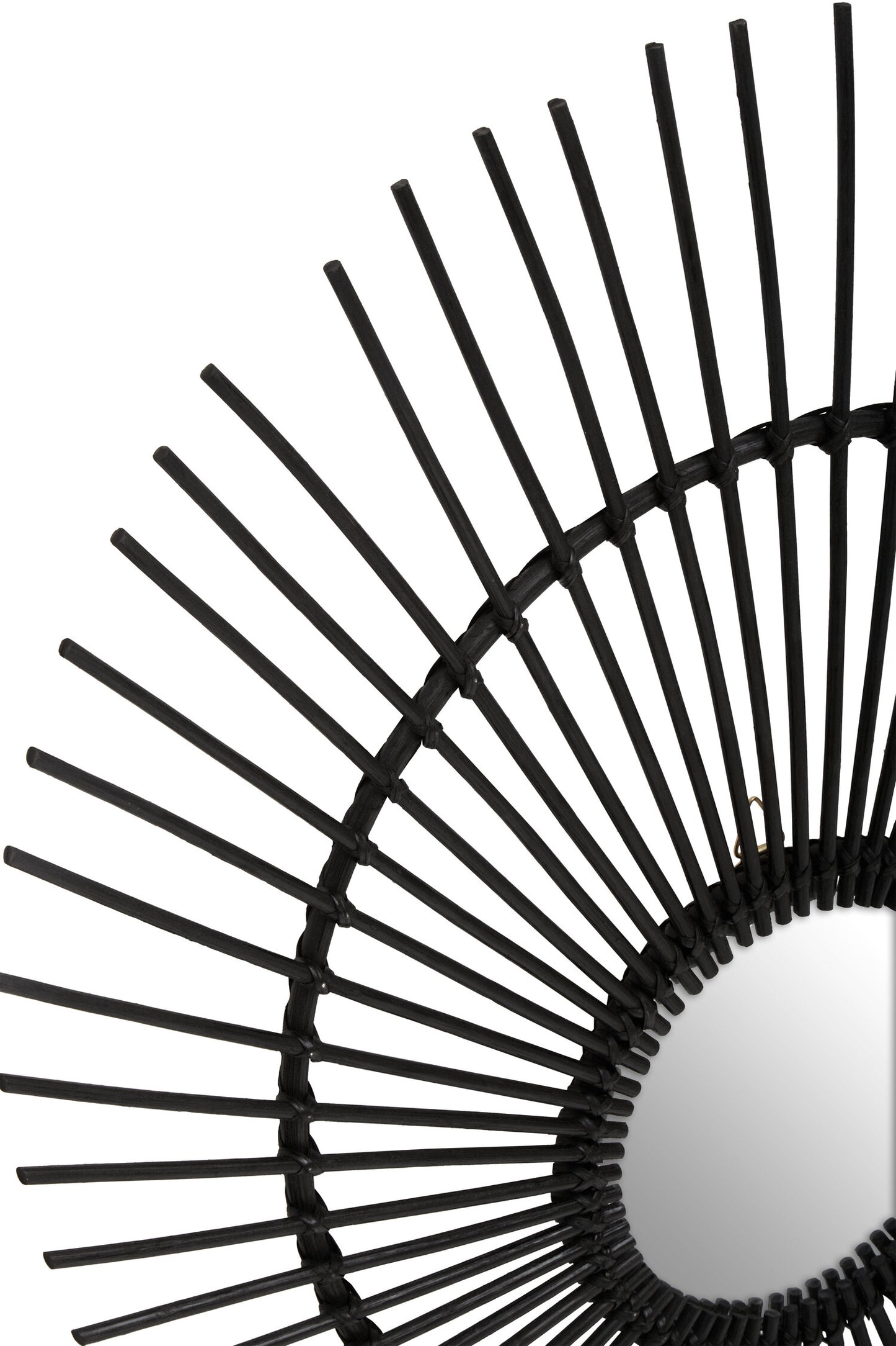 India Black Natural Rattan Wall Mirror