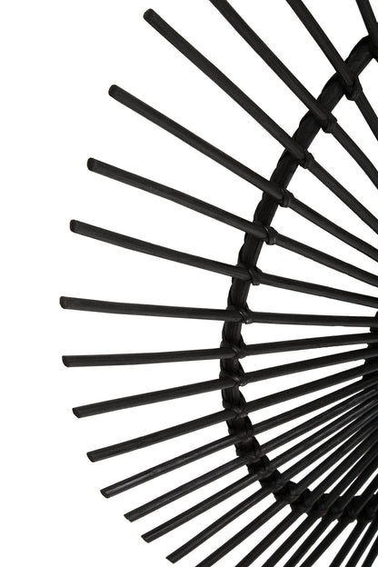 India Black Natural Rattan Wall Mirror