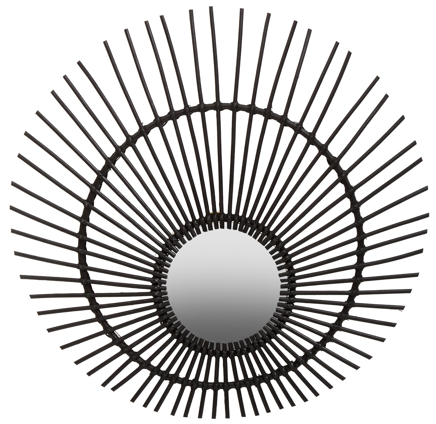 India Black Natural Rattan Wall Mirror
