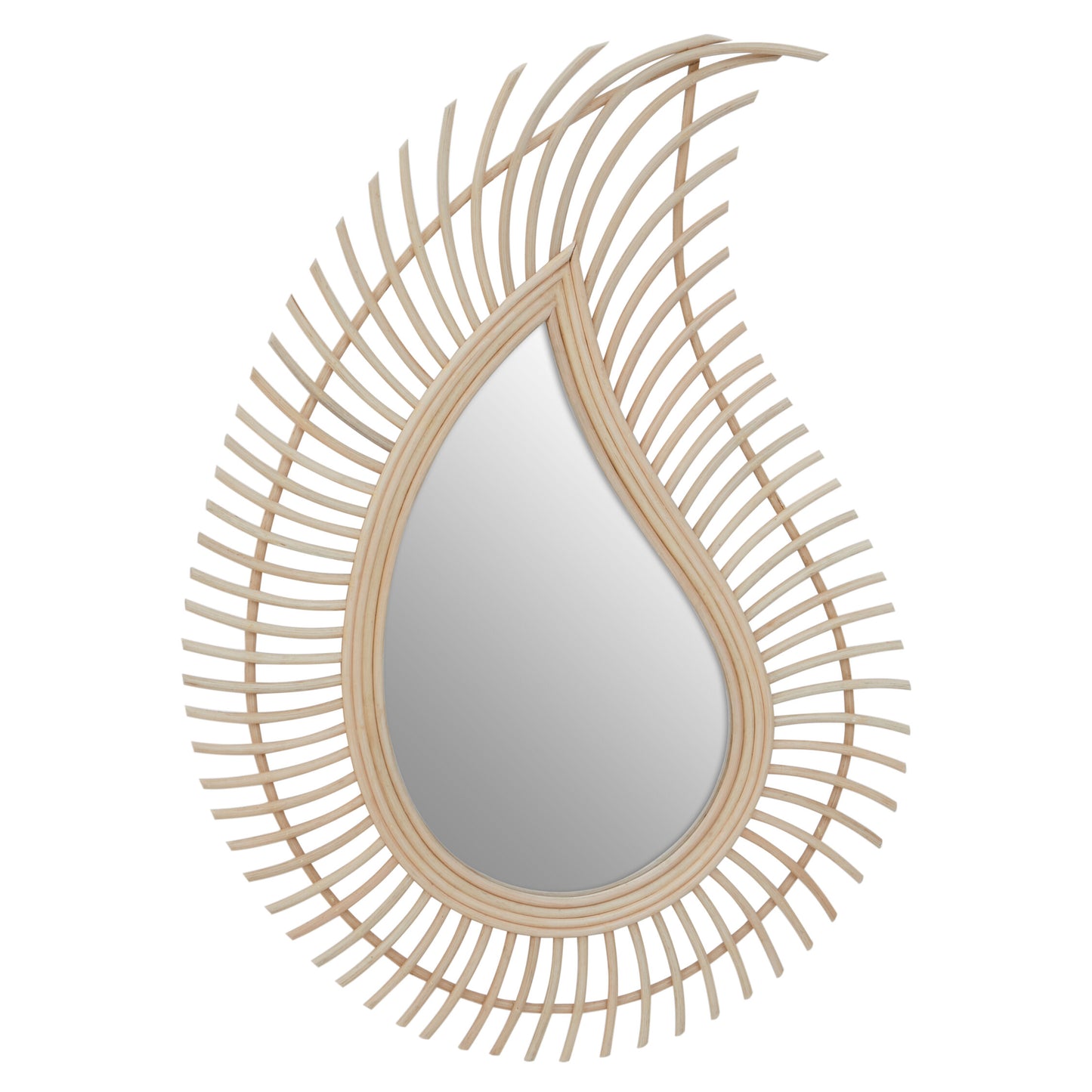 India Teardrop Natural Rattan Wall Mirror