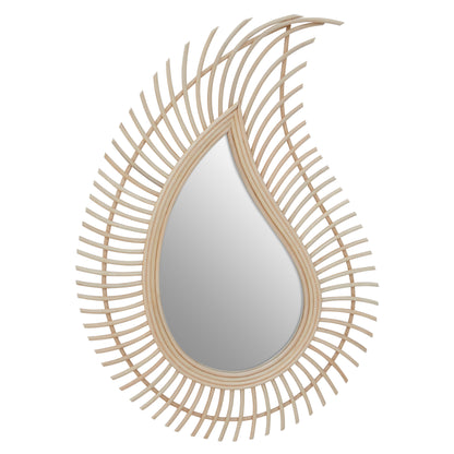India Teardrop Natural Rattan Wall Mirror
