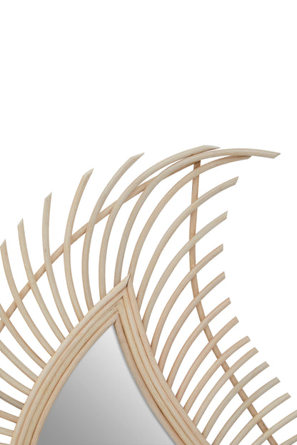 India Teardrop Natural Rattan Wall Mirror