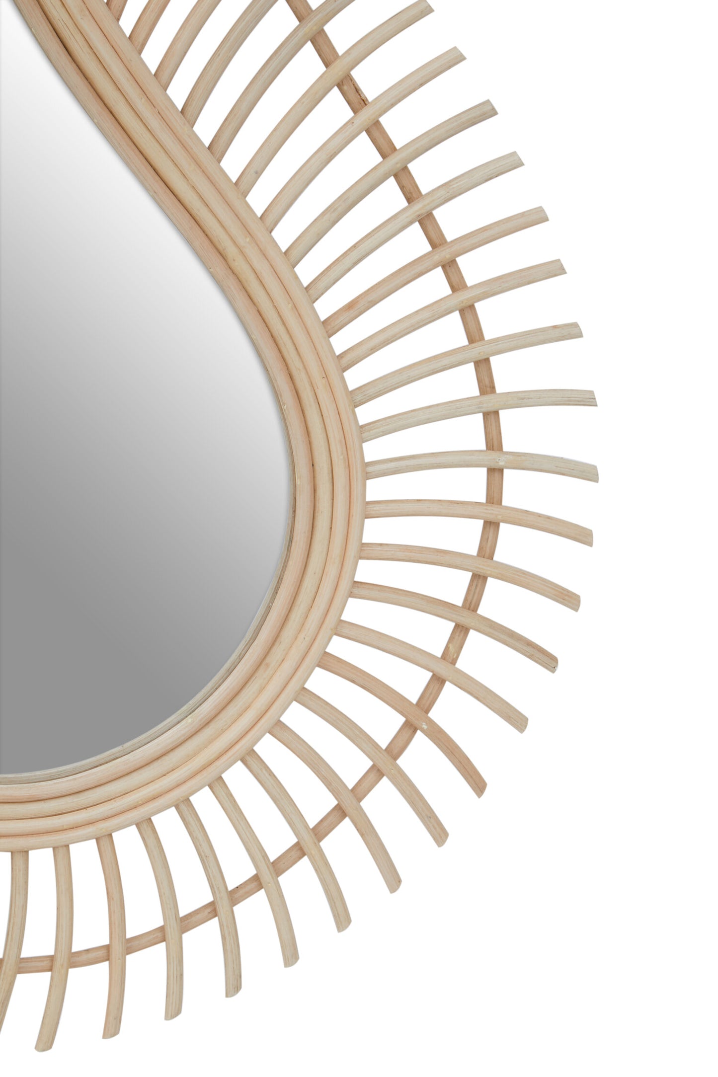 India Teardrop Natural Rattan Wall Mirror