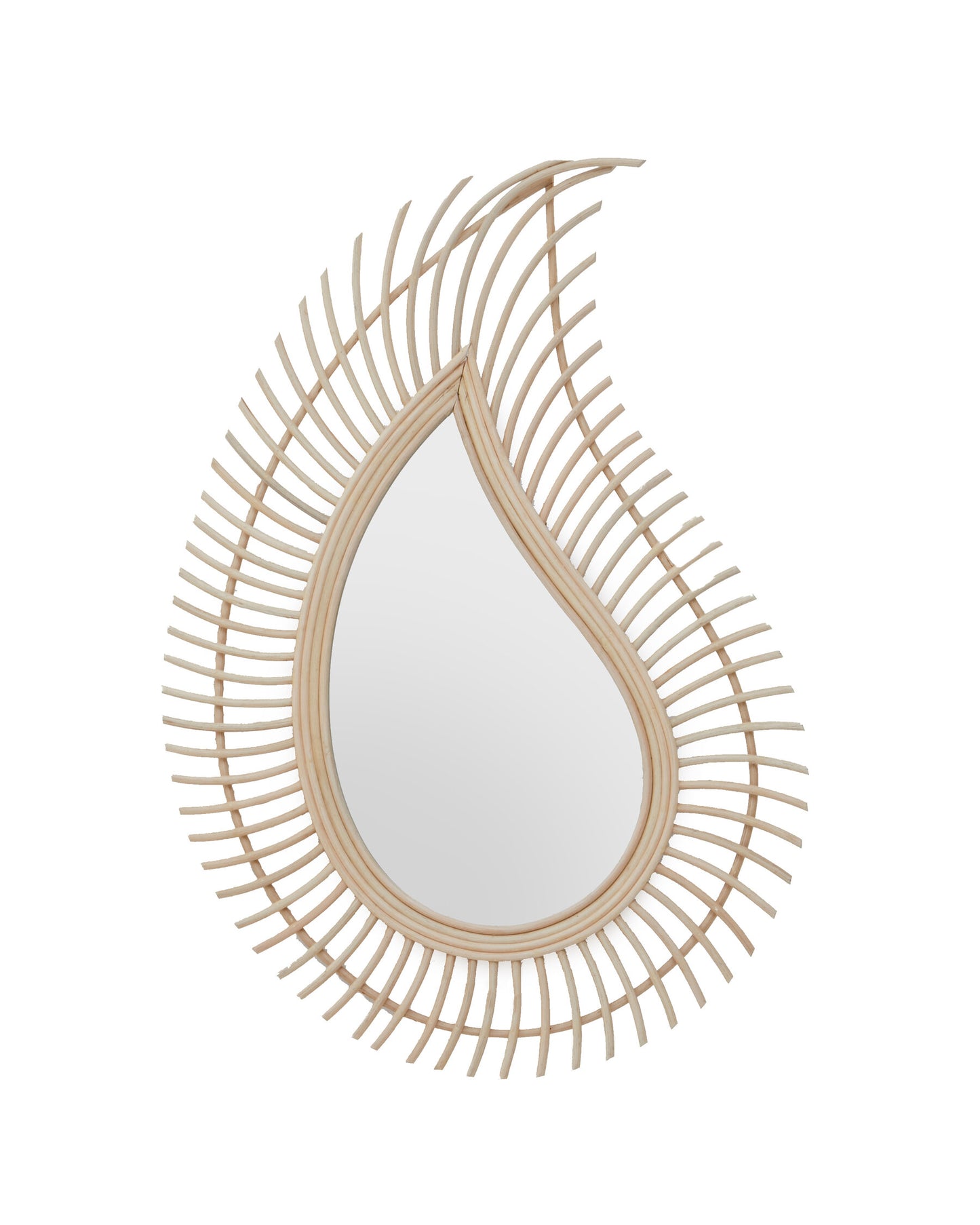 India Teardrop Natural Rattan Wall Mirror