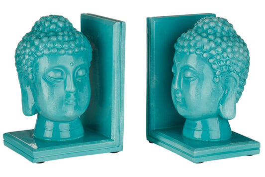 Pippa Set of Turquoise Buddha Head Bookends | Bali & Blue