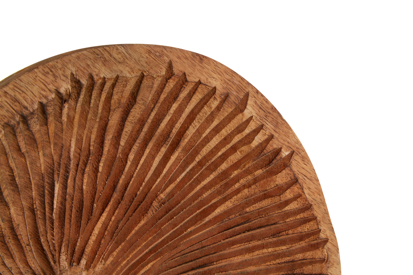 Luxe Decor Large Carved Mango Wood Disc Sculpture on Stand