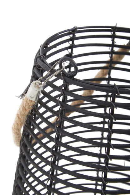 Seychelles Large Black Rattan Lantern Candle Holder