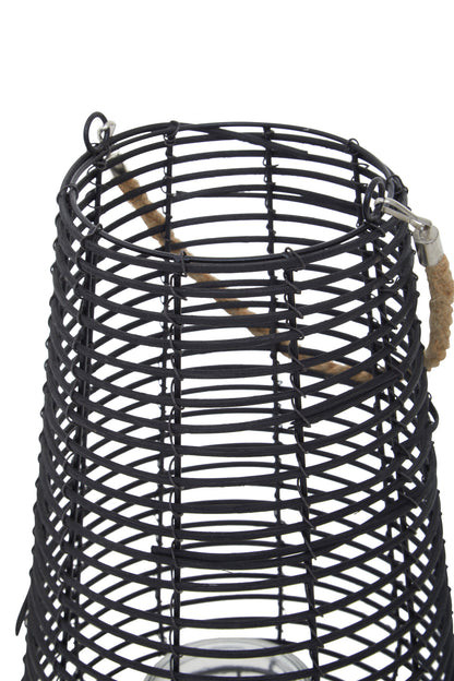 Seychelles Large Black Rattan Lantern Candle Holder