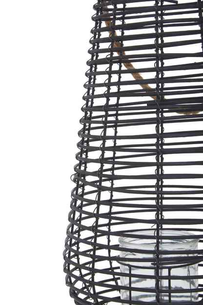 Seychelles Large Black Rattan Lantern Candle Holder