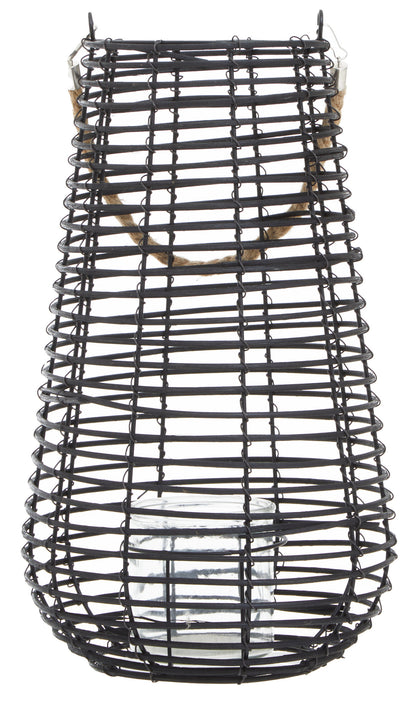 Seychelles Large Black Rattan Lantern Candle Holder