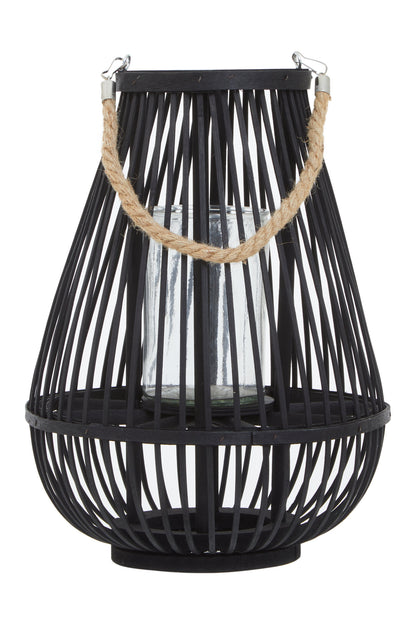 Seychelles Small Black Bamboo Lantern Candle Holder | Bali & Blue