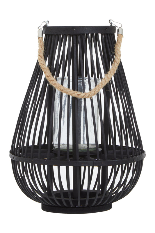 Seychelles Small Black Bamboo Lantern Candle Holder | Bali & Blue