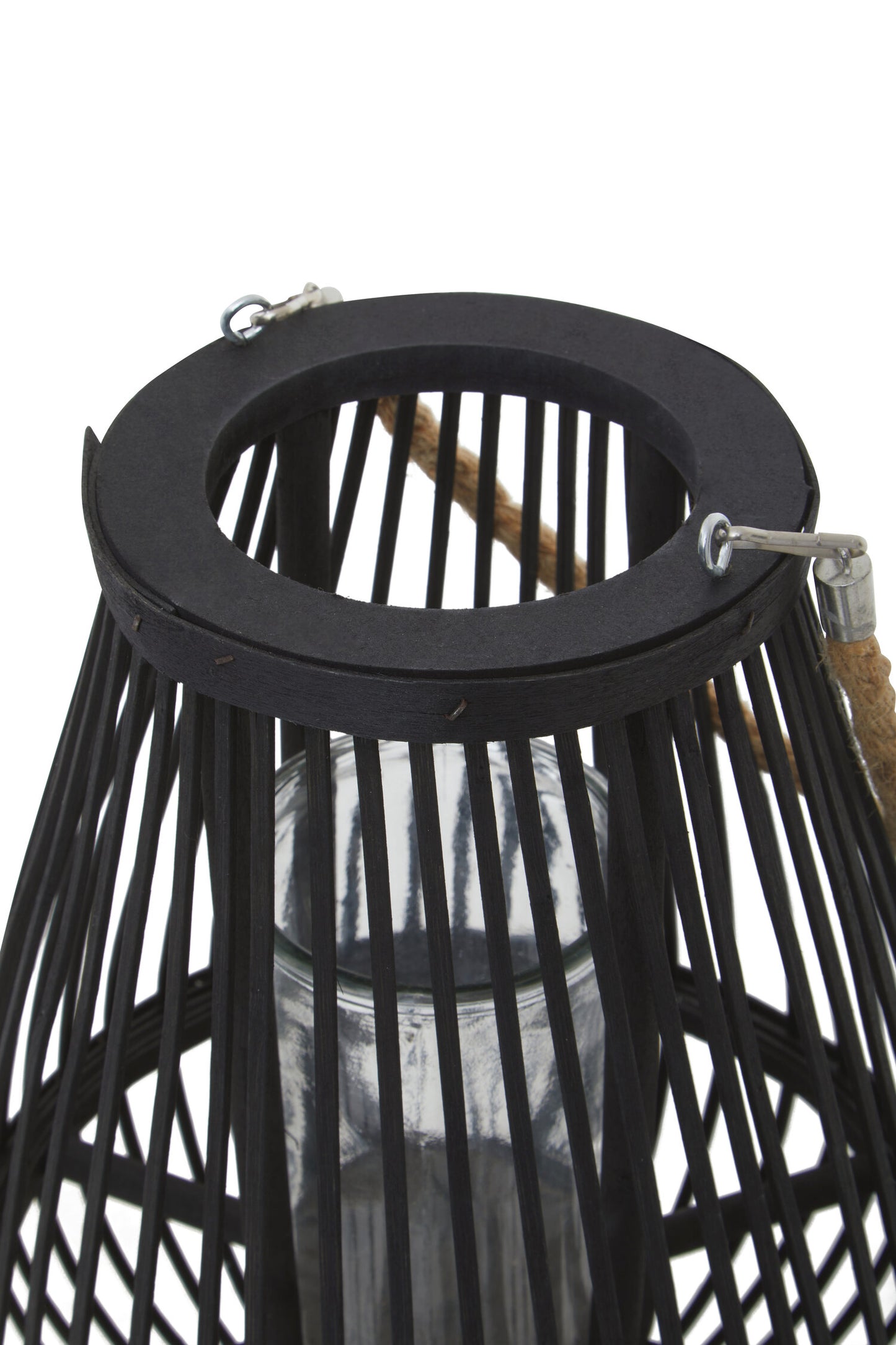 Seychelles Small Black Bamboo Lantern Candle Holder